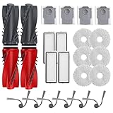 24 Pcs Replacement Parts for Roborock Qrevo S5V / Curv/Edge/Edge S5A / Curv S5X, Accessories Kit include 2*Set Main Brush,4*Hepa Filters, 6*Mop Pads, 6*Vacuum Bags, 6*Side Brush (Qrevo S5A-FBM)