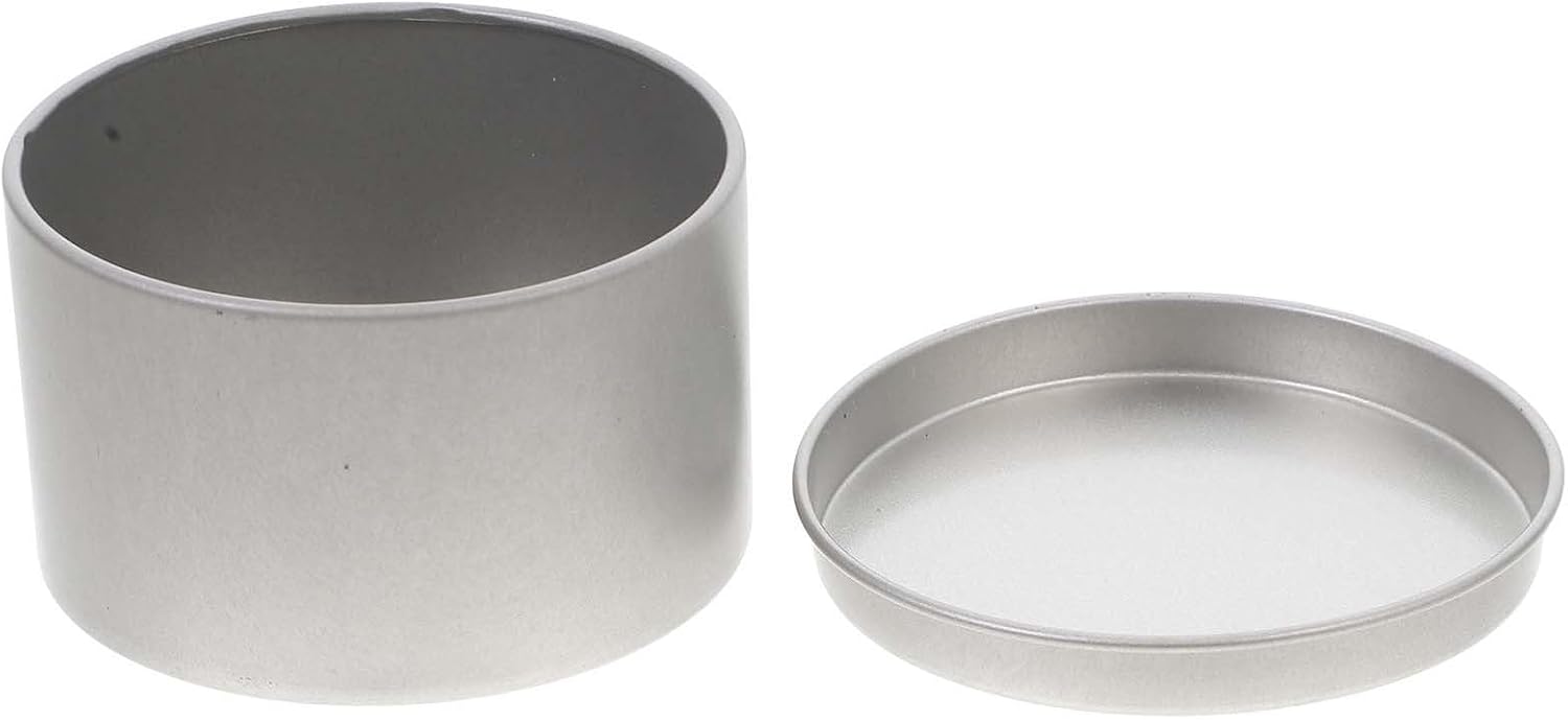 BETOOKY Silver Round Metal Tin Container with Screw Lid for Lip Balm and Candies, Portable and Multifunctional Design, Iron Material, Minimalist Style for Travel and Everyday Use