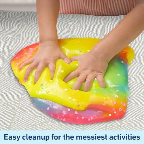 Image of Graco Baby Disposable Splat Mats - 60 Count (6 Designs, 10 of Each), 47 inch x 40 inch, Biodegradable Floor Protector for Mealtime, Under High Chair, Home & Restaurant Use