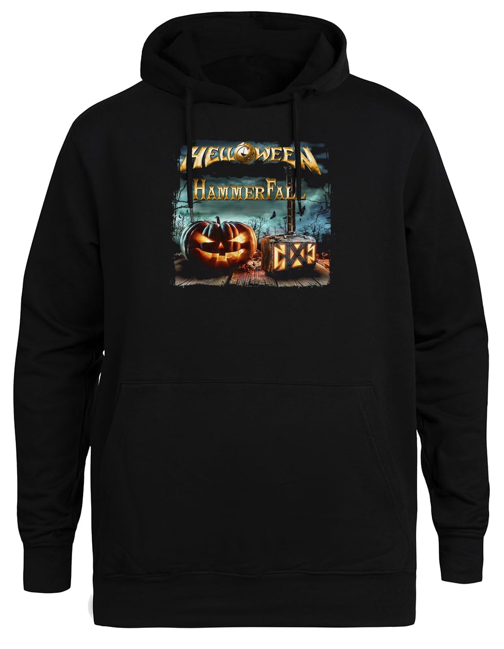 Helloween Hammerfall Tournée Live United Forces Sweat à Capuche Noir Unisexe Veste à Capuche Écologique Unisex Black Hoodie Eco-Friendly Hooded Jacket