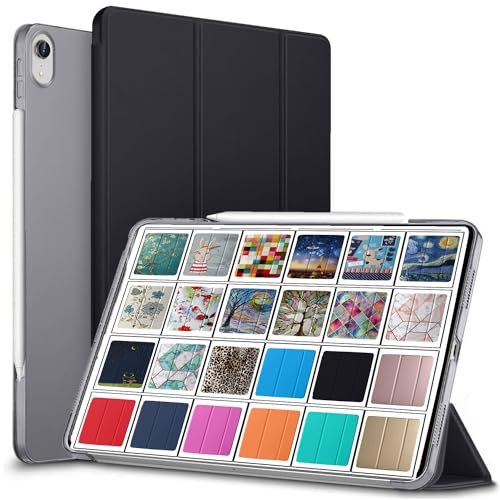 Image of DuraSafe Cases for iPad mini 6 8.3 Inch 2021 [ Mini 6th Gen ] A2567 A2568 A2569 MK7M3HN /A MLWL3HN /A MK7R3HN /A MK7P3HN /A MK7T3HN /A Trifold Hard Smart PC Translucent Back Cover - Black