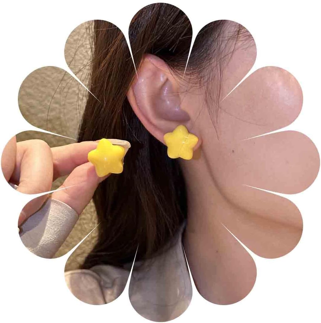 Vintage Acrylic Star Stud Earrings Puffed Star Earrings Blue Chunky Star Earrings Resin Star Earrings Jewelry for Women