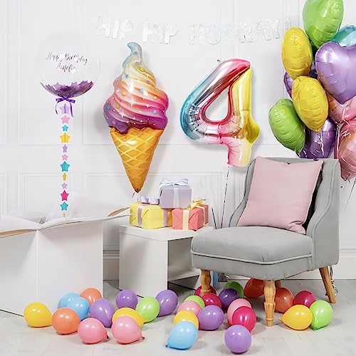 Image of 40 Inch Giant Rainbow Number 4 Balloons, Birthday Balloons, Helium Mylar Foil Big Number Balloons for Birthday Party Decorations, Kids' Birthday Anniversary Party Baby Shower Unicorn Parties