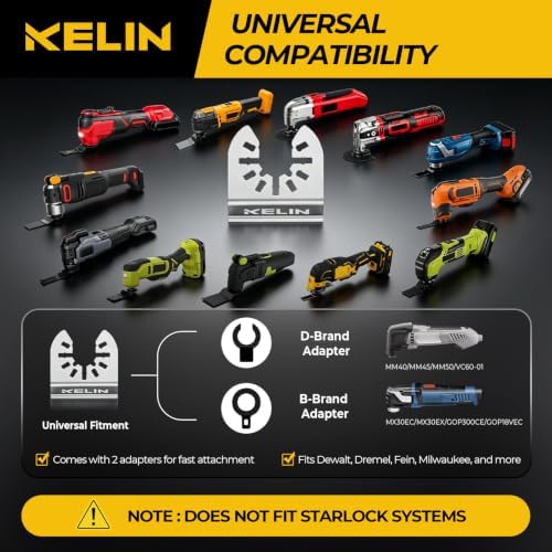 KELIN 5PCS Diamond Oscillating Multi Tool Blades for Grout Removal, Diamond Oscillating Tool Blade for Tile Mortar Concrete Masonry, Fits Milwaukee Ryobi Rockwell Fein - 3