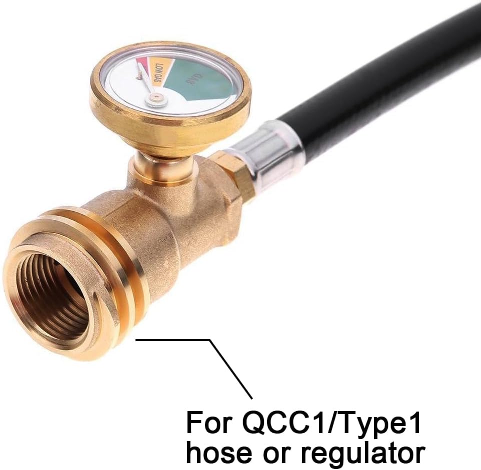 Joywayus 6 FT Propane Extension Hose with Gauge, Male QCC/POL Fittings, Leak Detector Replacement for Propane Tank Appliances Gas Grill Heater