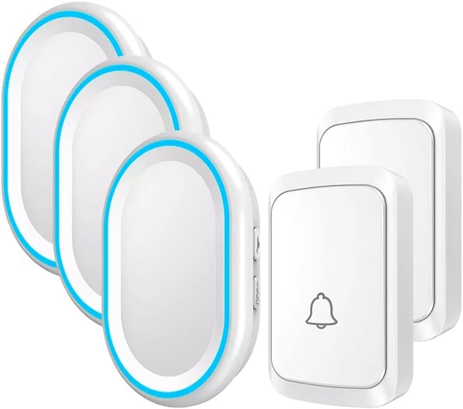 Door Bell 58 Chimes 300M Remote Smart LED Doorbell Battery 1 2 Button 1 2 3 Receiver (Color : E, Size : 1)