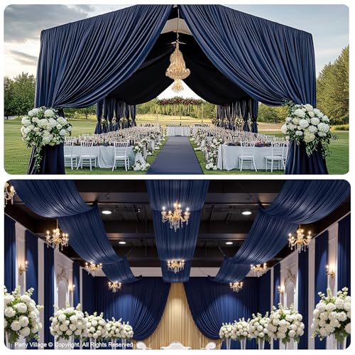 2 Paneles de Cortinas Azules Navy 5ft x 20ft para Eventos miniatura 3