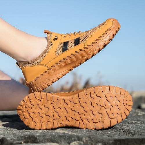 Zenfaze Orthopedic Shoes for Men, Zenfaze Slip On Hiking Shoes, Arch Support Breathable Mesh Elastic Laces Non Slip Outdoor Sneakers4