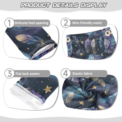 Owl Moon Starry Sky Girls Leggings Kids Yoga Pants Dance Active Tights 4T3