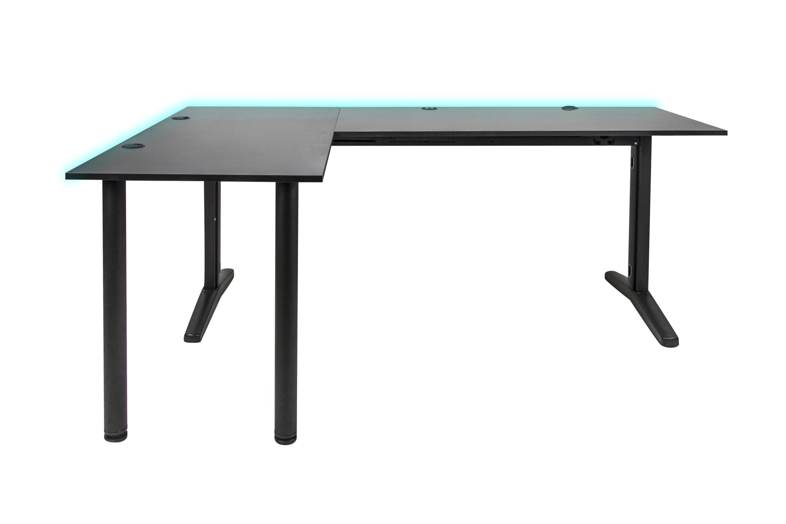 V2 LED Gaming Eckschreibtisch, 197 x 132 cm, L-förmiger RGB-Spieltisch, USB-HUB, Kabelmanagement, L-förmiger Computertisch (Links, Schwarz)