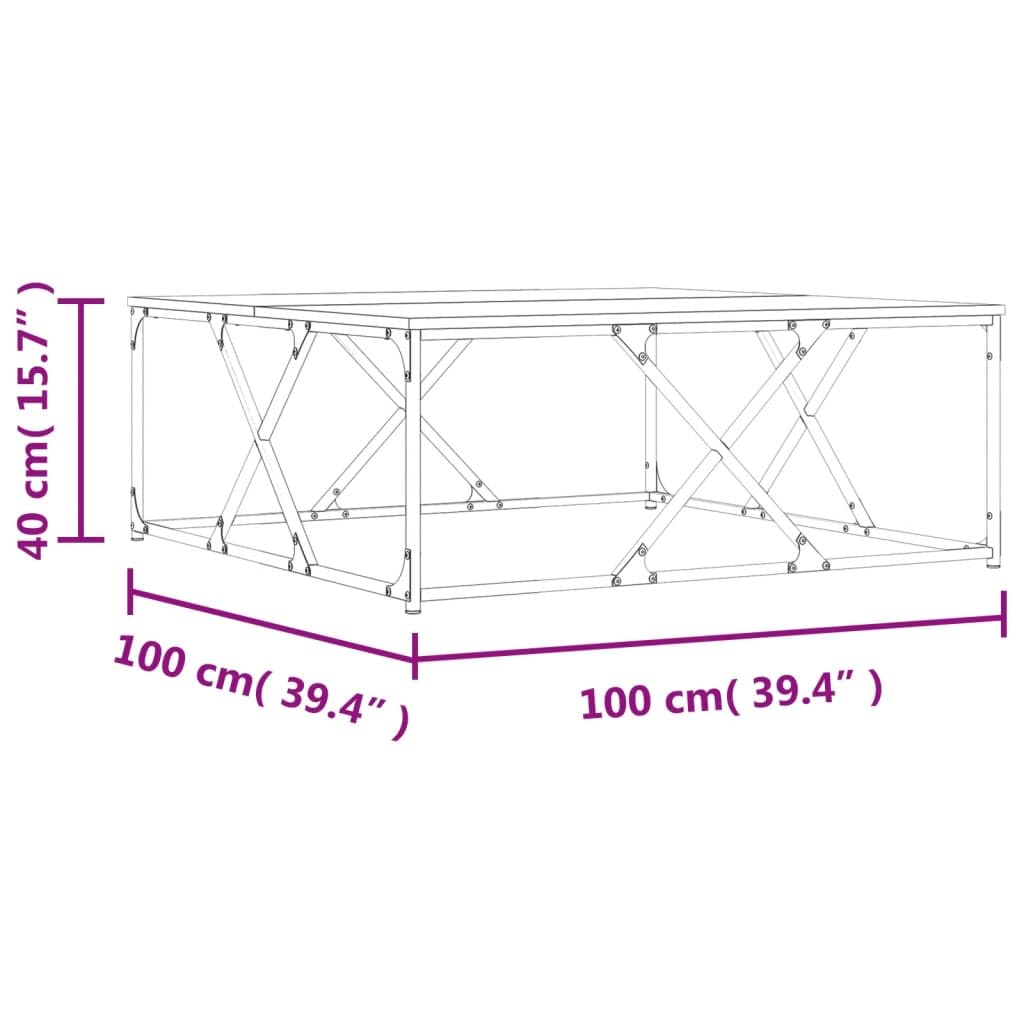 Générique Stolik kawowy Chene Fume 100x100x40 cm Wood Ingenierie | Solidna metalowa rama, gładka powierzchnia, stabilna do napojów i deco, odporność na wilgoć