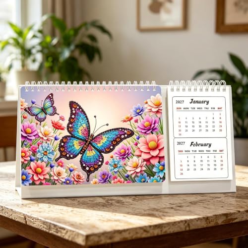 Calendario de Escritorio Gem Art 2027-2028 de 24 Meses Hecho a Mano para Oficina y Casa 3