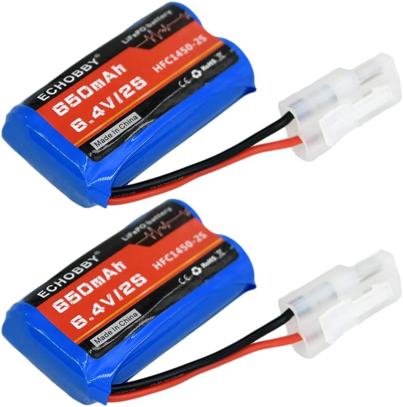 6.4V 2S 650mAh Life Battery KET-2P Male Plug P-to-S for RC Car Buggy Truck Racping Boat (2pcs)