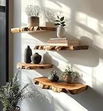 Live Edge Floating Wall Shelves, Teak Wood, Modern Rustic Decor (15' W X 8' D X 1.5' (Inches))