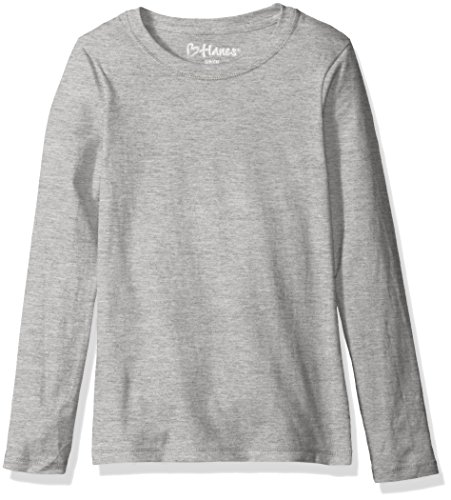 Hanes Big Girls' Comfortsoft Long Sleeve Tee, Light Steel, S