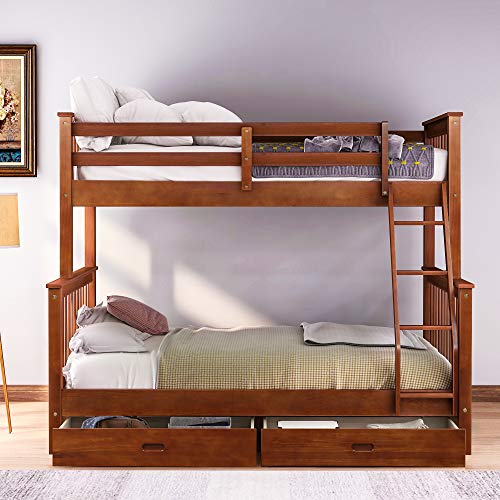 Buy Harper & Bright Designs Bunk Bed with Drawers, Twin Over Full Bunk