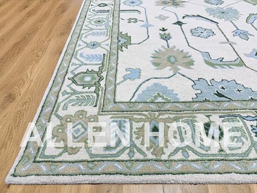 Tapete Alfombra Lana AH Allen Home 8x10 Verde y Beige miniatura 3