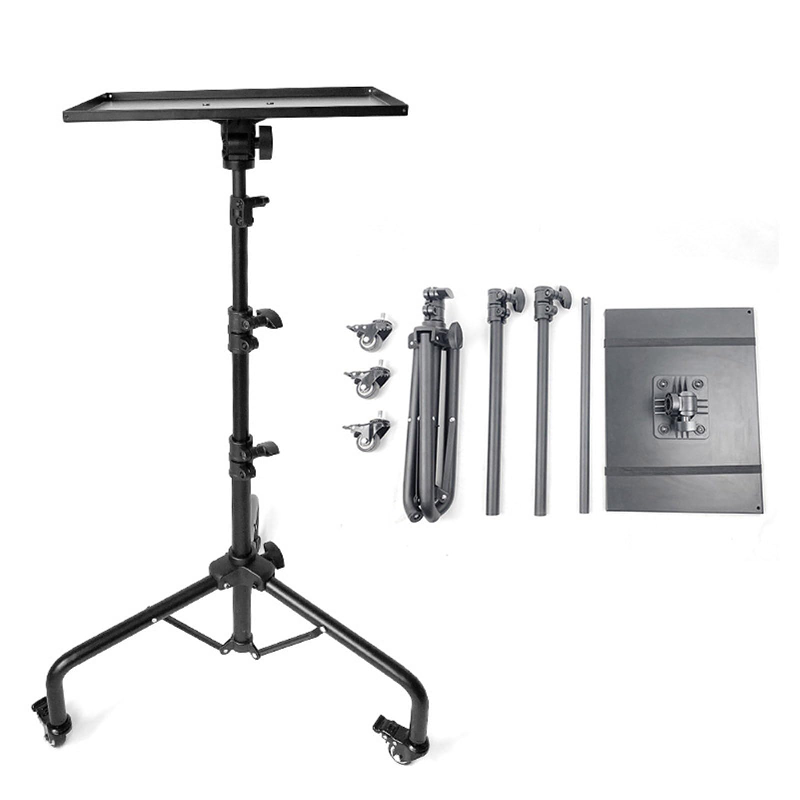 Soporte plegable de metal para proyector para laptop, base antideslizante, carga de 55 libras, soporte de escritorio ajustable para equipo de estudio, instrumento