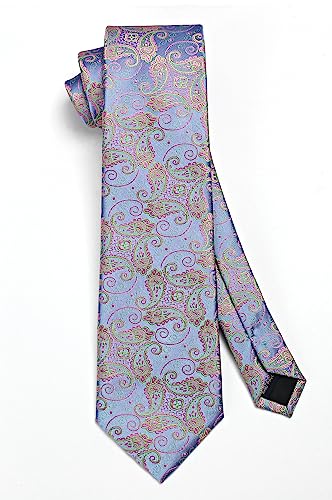 Image of HISDERN Ties for Men Paisley Tie and Pocket Square Woven Classic Floral Mens Ties Handkerchief Set Wedding Party Necktie