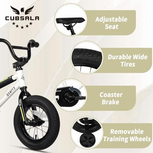 Image of 12 14 16 18 Inch Kids Bike BMX Style Bicycle with Training Wheels Coaster Brake for 2-10 Years Old Toddlers Boys Girls Multiple Colors