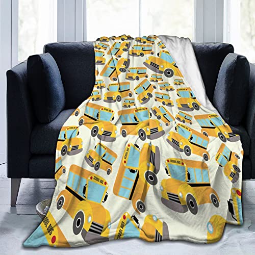 Image of School Bus Blanket - Ultra Soft Flannel Fleece Throw for Kids, Toddlers & Adults - Cozy Plush Blanket for Bed, Sofa, Couch - Bus Driver Gift, Wheels on Bus Blankets, Lightweight & Breathable, 40 inchx50 inch