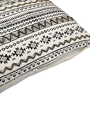 Image of miah decor Cream-Coloured Black Geometric Rectangle Cushion Covers
