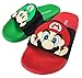 Super Mario Nintendo Sandals, Mario and Luigi Mismatch Slide Sandal,Boys Size 3 to 4 (3-4) Red Green