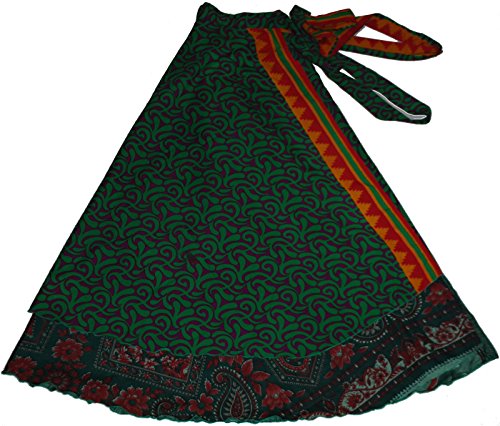 Wevez Wholesale Lot of 10 Pcs Indian Printed Reversible Art Silk Wrap Around Skirts