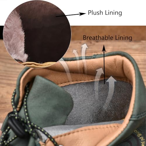 Lossarye Men's Italian Handmade Leather High Boots Casual Lightweight Waterproof Hiking Shoes Slip-On Chukka Boots Non-Slip Outdoor Sneakers3