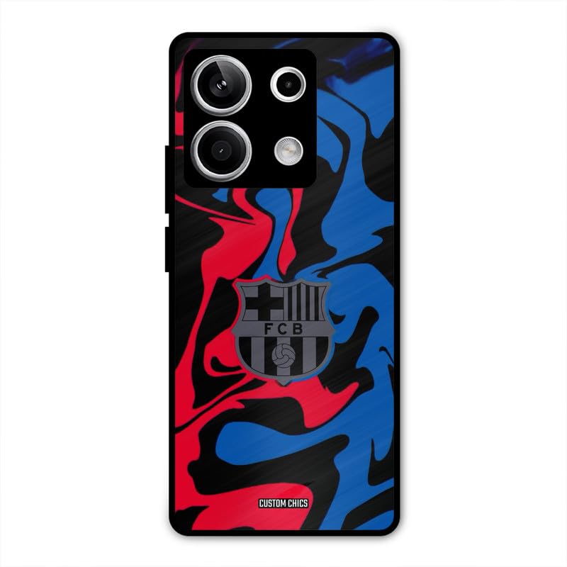 Image of PrintShield FC Barcelona Comic Back Cover for RedmiNote 13 5G, Shockproof Printed Phone Case with Soft TPU Sides & Anti-Slip Grip