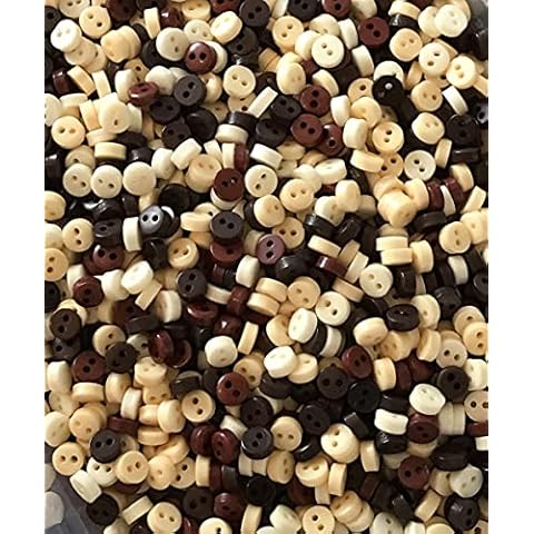 100 Tiny 6mm Buttons Natural Colours Brown Cream Crafts Dolls Clothes Cardmaking Cover