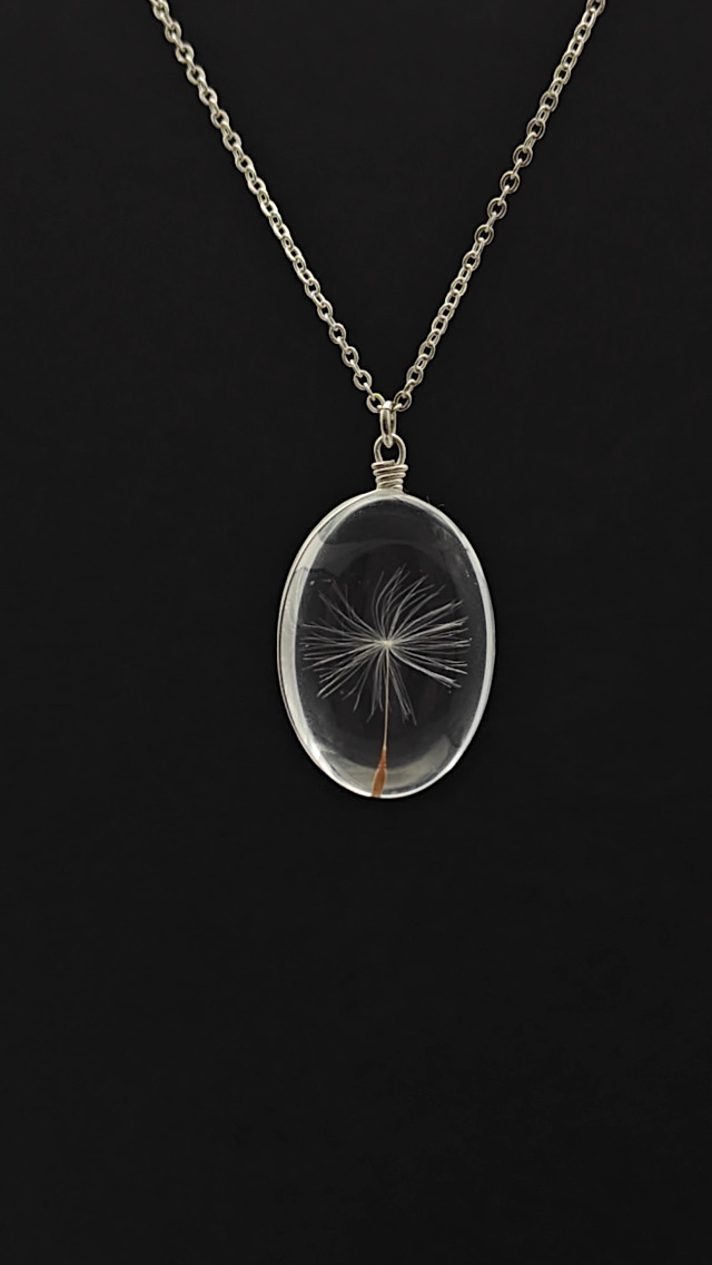 Dandelion Make a Wish Real Flowers Oval Glass Pendant 925 Sterling Silver Necklace for Women Handmade - Image 10