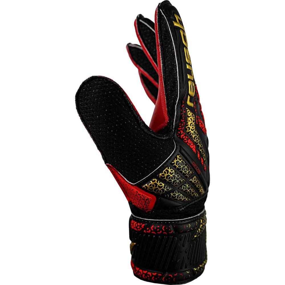 Reuch 5562515 Attract Solid Junior Soccer Keeper Gloves Keite 25SS [5562515-7075] [7075] Black/Gold 7