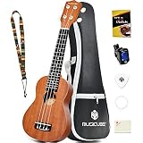 MUSICUBE Ukulele for Beginners 21-Inch Sapele Wooden Soprano Ukulele Kit with Ukulele Tuner & String