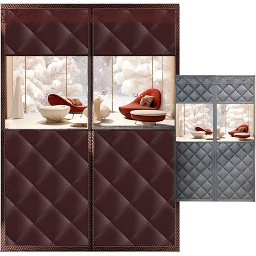 Rideau de porte isolant thermique magnétique café W85xH200cm pour entrée