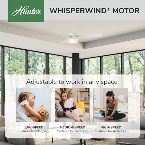 Image of Hunter Sentinel, Indoor, Ceiling Fan, Standard Mount, 52 inch, Fresh White