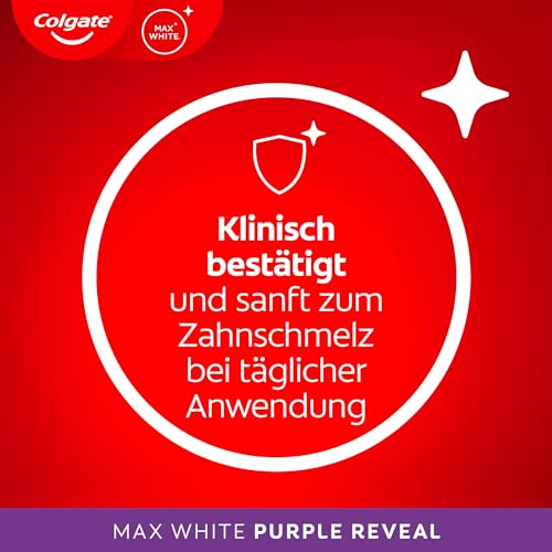 Colgate Max White Charcoal Zahnpasta 4x75ml - entfernt bis zu 100% der oberflächlichen Verfärbungen, stellt das natürliche Weiß der Zähne wieder her, sanft zum Zahnschmelz