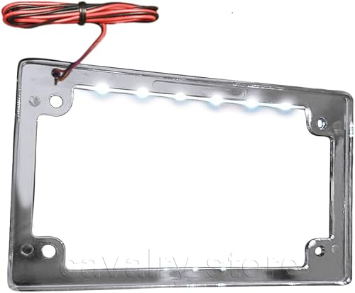 Marco universal cromado para placa de matrícula con luces LED para motocicletas y scooters