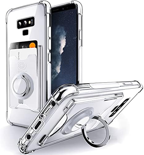 Shields Up for Galaxy Note 9 Case, Samsung Note 9 Case, Minimalist Wallet Case with Card Holder and Ring Kickstand/Stand, [Drop Protection] Slim Protective Cover for Samsung Galaxy Note 9 - Clear