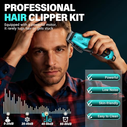 Image of Hair Clippers for Men Professional, Beard Trimmer Kits & Sets, Electric Shavers, Hair Clippers & Trimmer Ceramic T-Blade, for Barber, Gifts for Men (Blue)