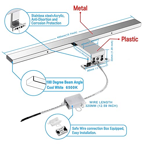 Azhien-Lampara-LED-de-Espejo-10W-820LM-40mm-Lampara-de-Bano-Blanco-Frio-6500K-Lampara-LED-de-Pared-IP44-230V-Luz-de-Espejo-de-Bano-de-40cm