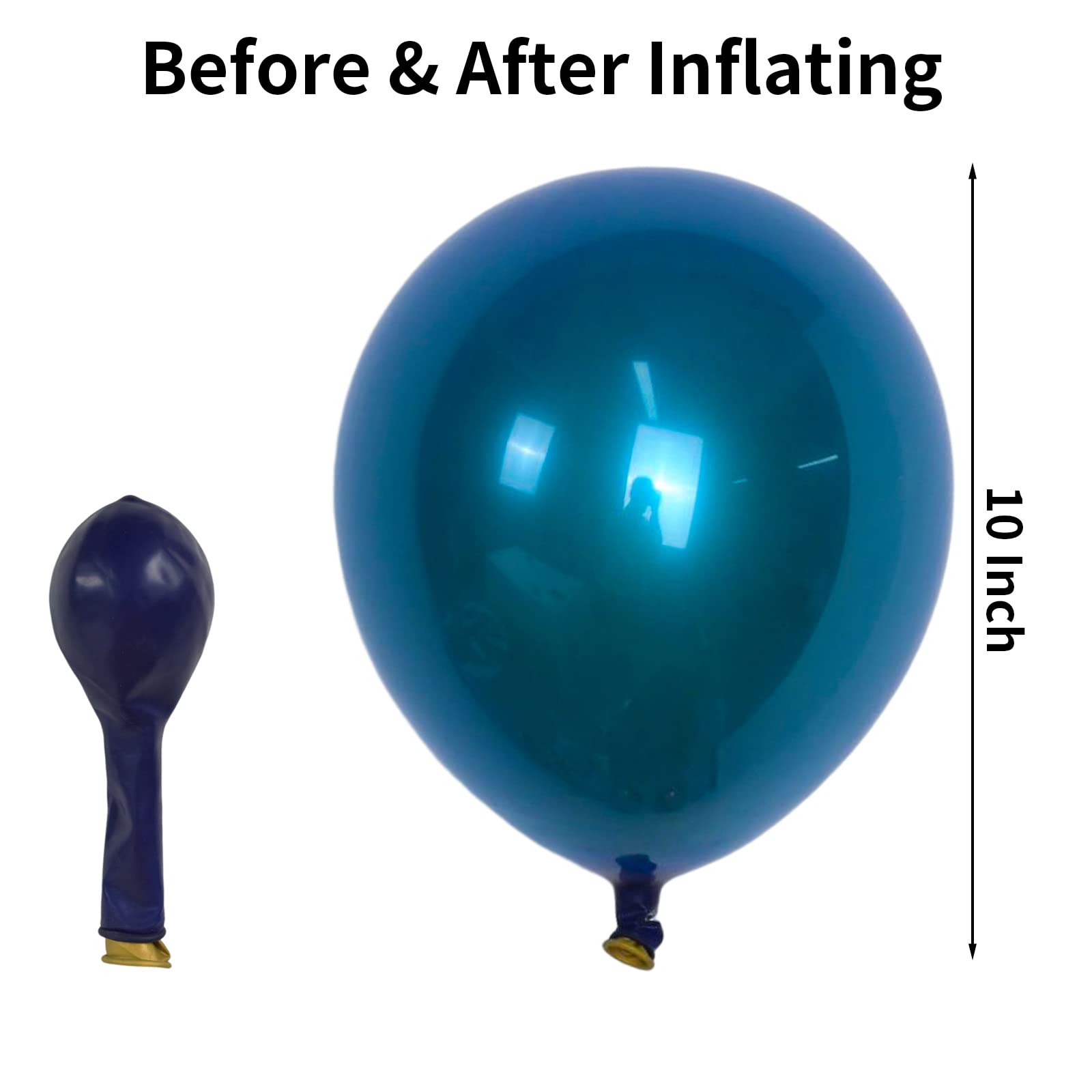 Luftballons Blau Metallic, Doppellagige Luftballons 50 Stück Metallic Ballons Blau Luftballons, Glänzendes Chrom Blaue Luftballon Set Partyballons für Mann Junge Geburtstag Hochzeit Party Deko