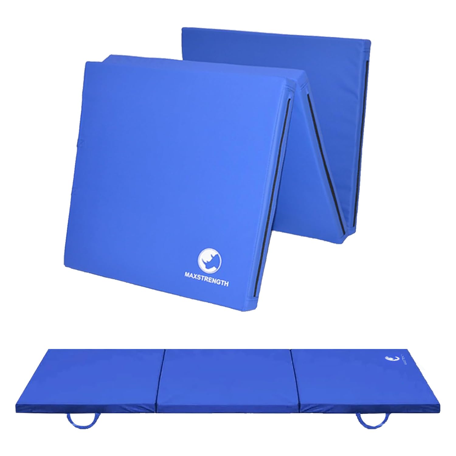MAXSTRENGTH Tri Folding Mat 2" Thick Foam Exercise Gym Fitness 6ft X 2ft Multi Purpose Camping Gymnastics Pilates Physio Mats (Blue) — image 1