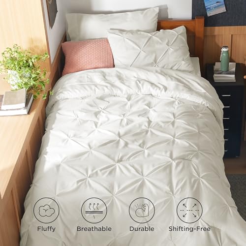 Image of Bedsure Twin XL Comforter Set Ivory - Dorm Room Essentials, Extra Long Twin XL Bedding Set with Sheets, All Season Down Alternative Comforter with Sheets, Pillowcase & Sham