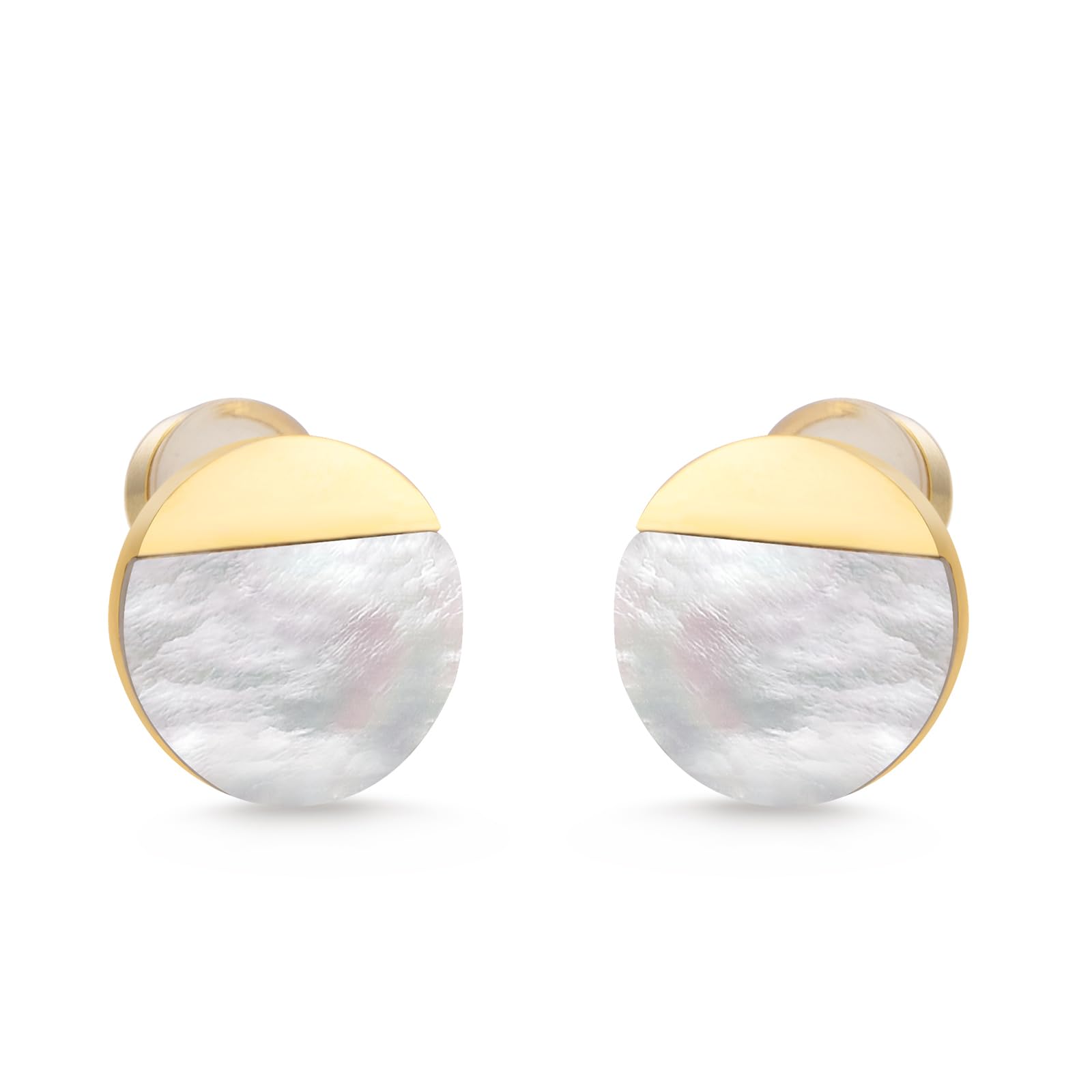 Milan Chiva 14K Gold Statement Stud Earrings for Women Trendy Gold Plated Dainty Geometric Dangle Jewelry