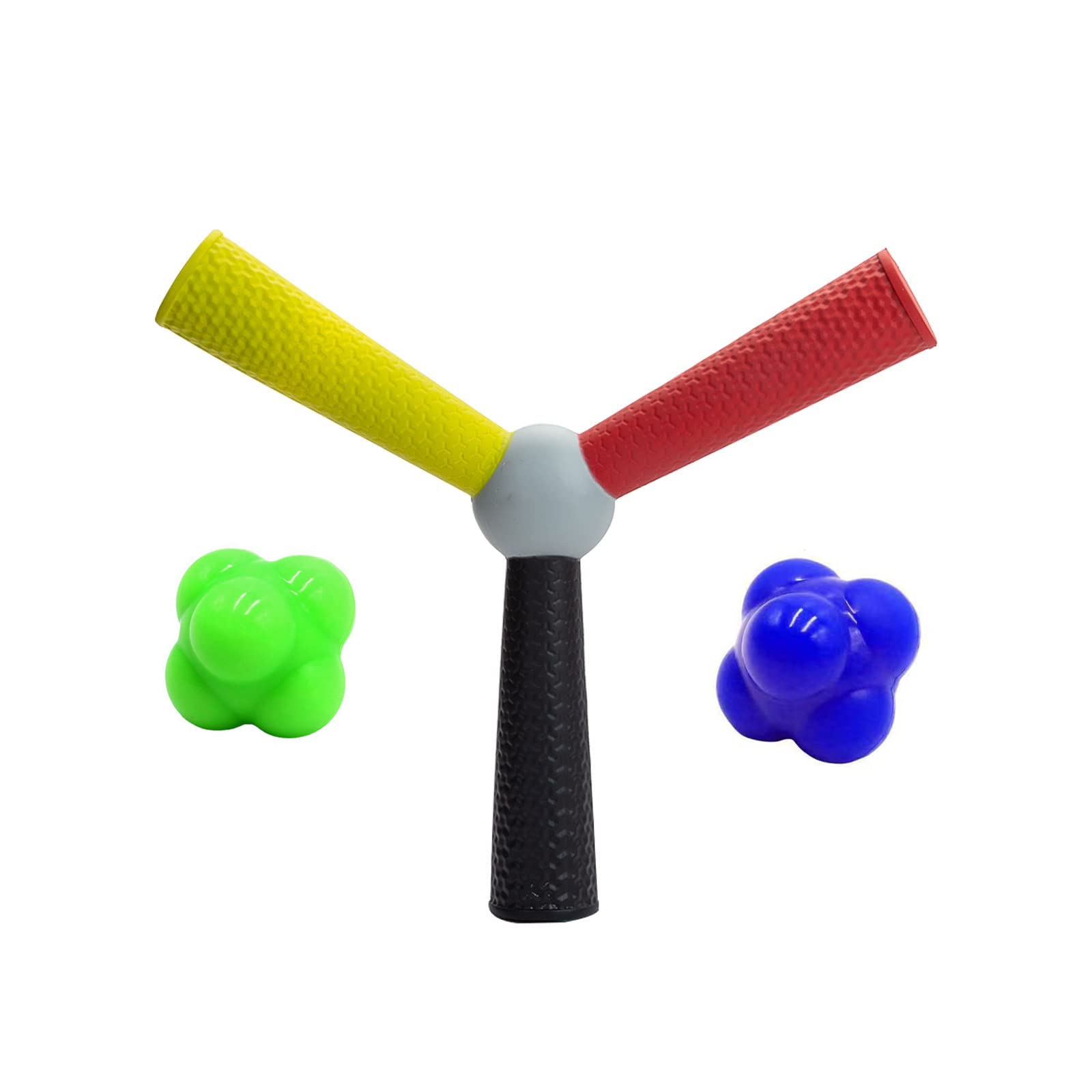 Quickness Reacting Catching Training Tool Set-Include 1 Hand Eye Coordination Stick, 2 Rubber Reaction Balls, Improve Reflex, Speed, Decision-Making, and Agility for Sports and Exercise for All Ages