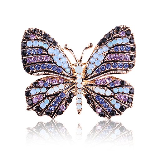 Image of Kaichen Butterfly Colorful Rhinestone Brooch, Jewelry Gift for Women, Girls, Ladies, Exquisite Packaging