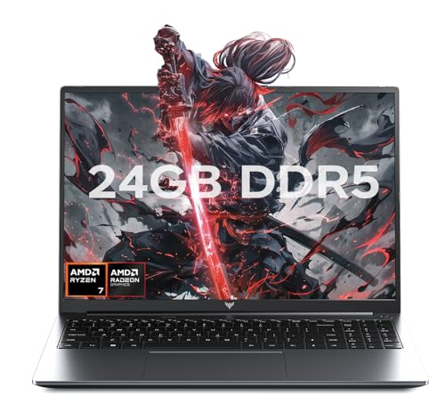 Image of KAIGERR 2026 Gaming Laptop, 24GB DDR5 512GB NVMe SSD Laptop Computer with AMD Ryzen 7 H255(8C /16T, Up to 4.9GHz), 16.0 inch Windows 11 Laptop, Radeon RX Vega 8 Graphics,WiFi 6, Backlit KB