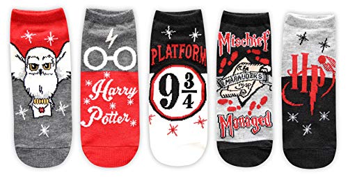 Harry Potter Hedwig Marauders Map Platform 9 3/4 Juniors/Womens 5 Pack Ankle Socks