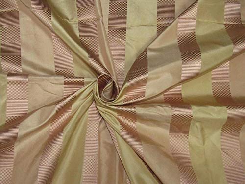 Soie jacquard TAFJ24 anti-plis à rayures rose et doré largeur 137 cm